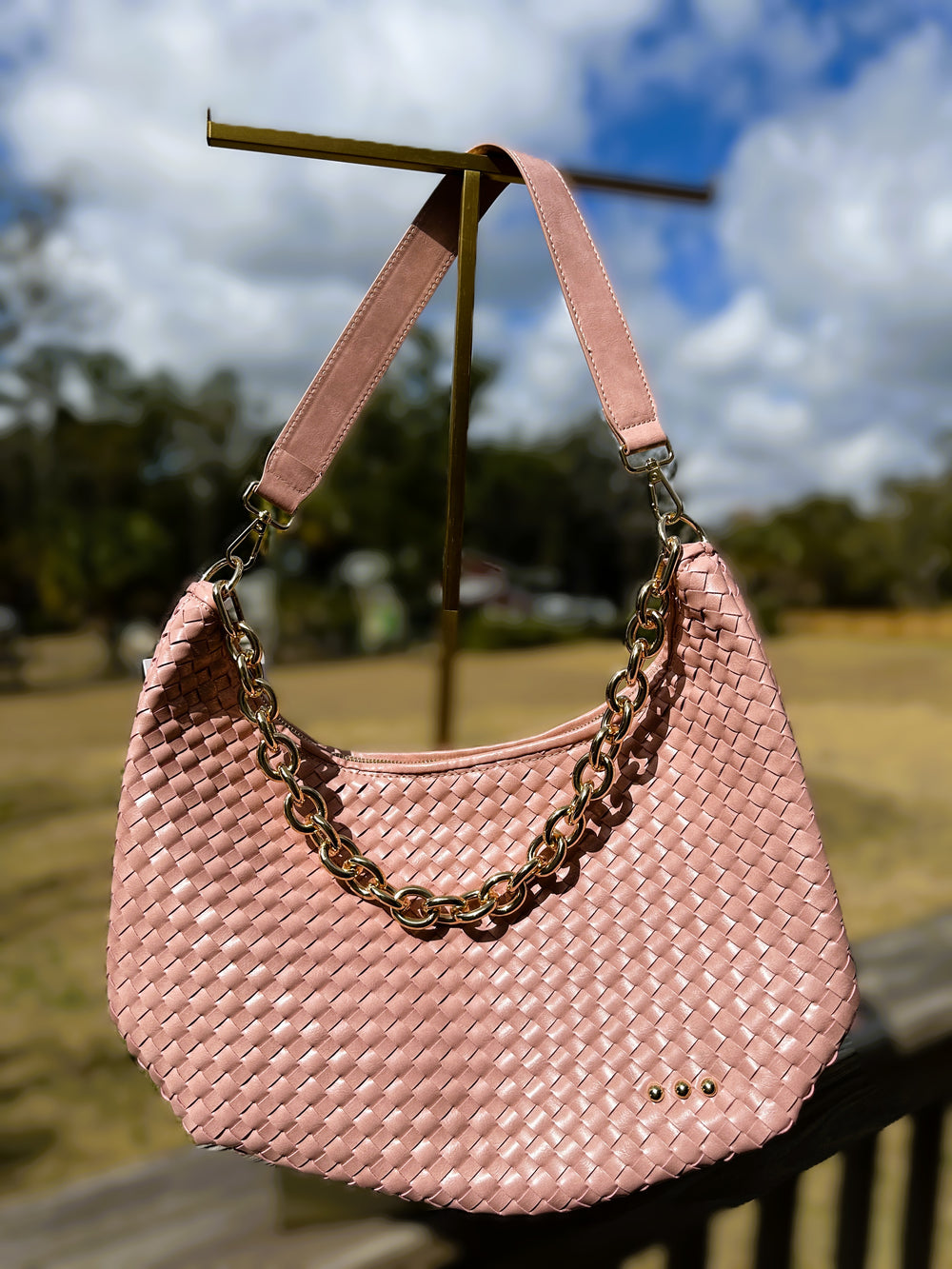 The Sienna Slouchy Woven Shoulder Bag – Rose Pink