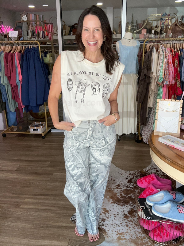 Snow Camo Wide-Leg Jeans
