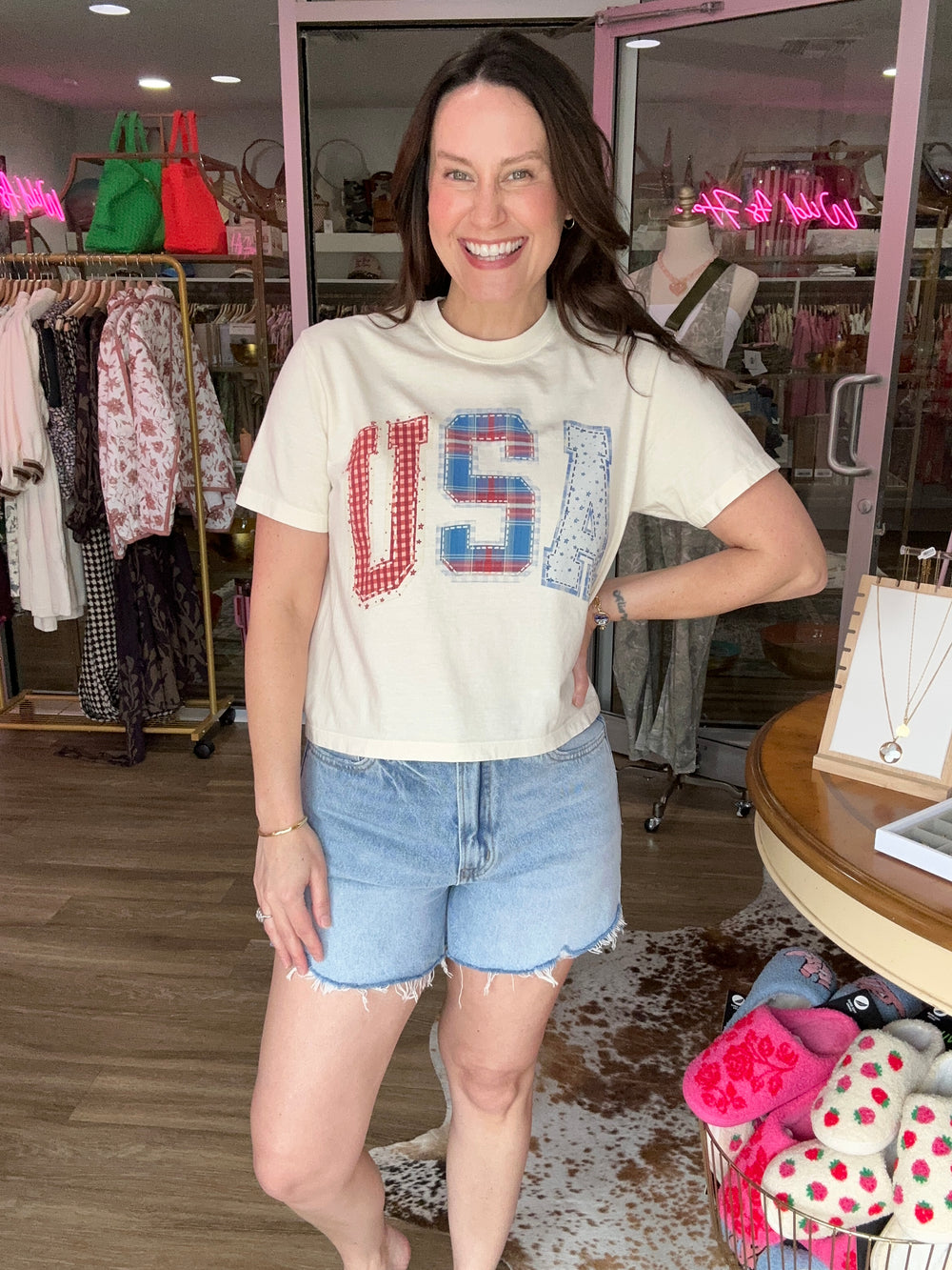 USA Patchwork Cropped Tee