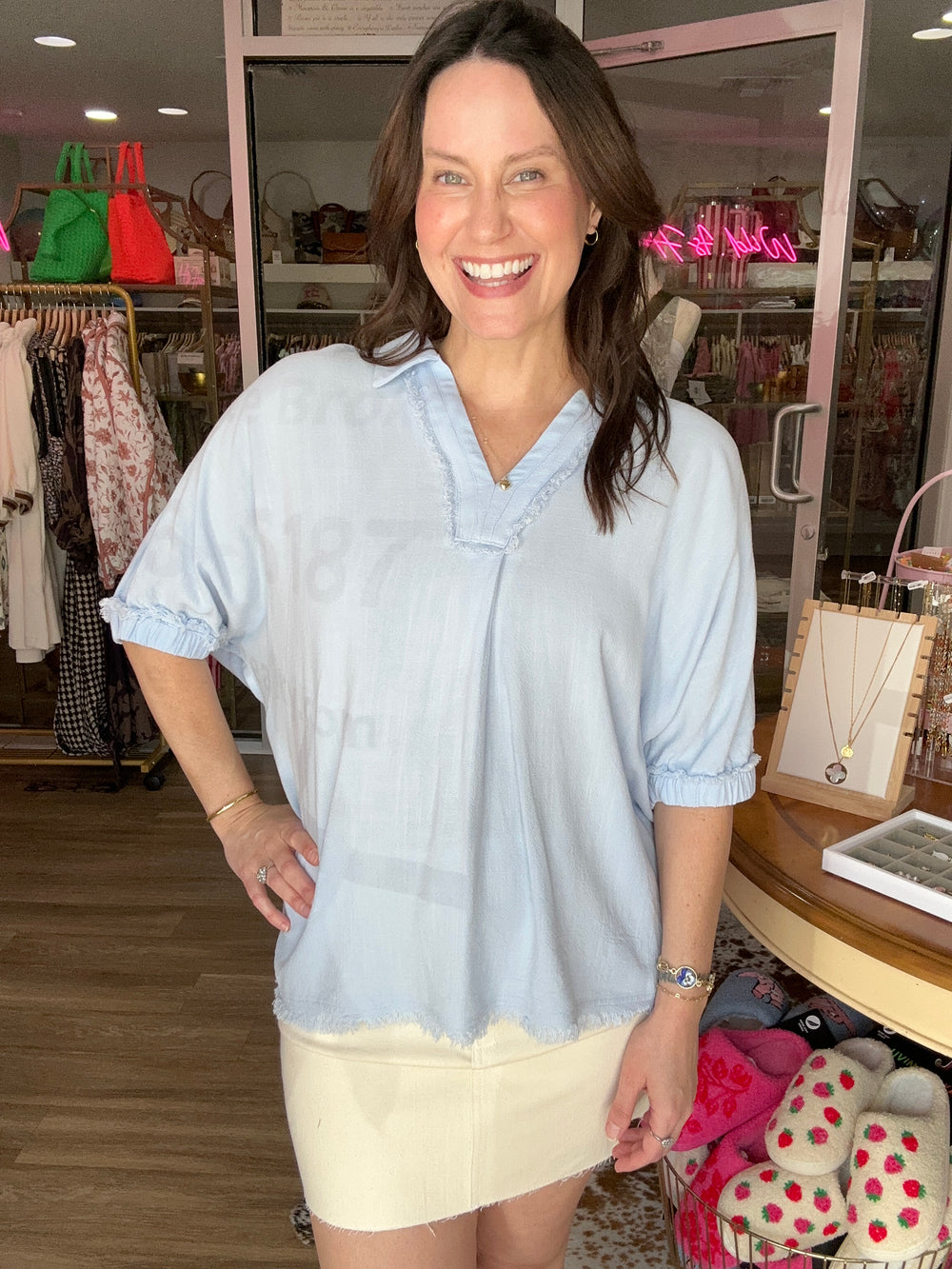 Blue Skies Dolman Top