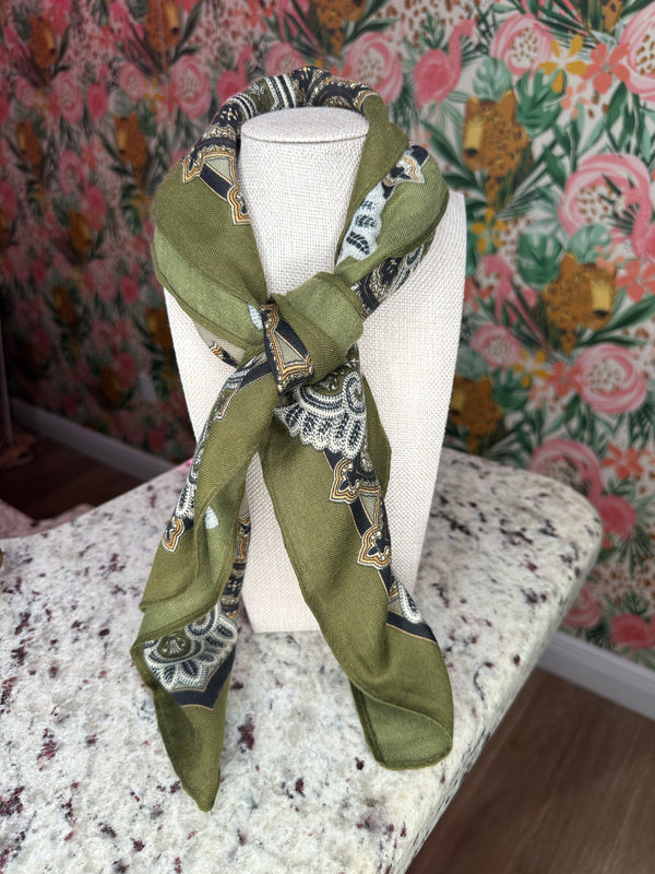 Olive Heirloom Square Scarf