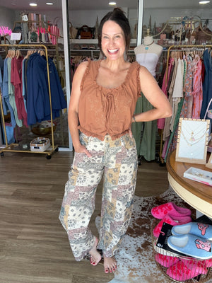 Cinnamon Eyelet Top