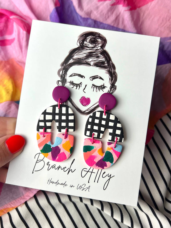 Confetti Check Statement Earrings