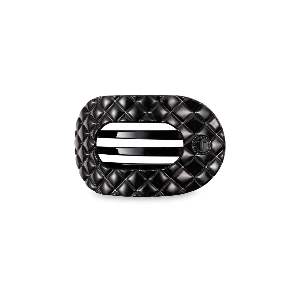 Flat Round Hair Clip | Small | Jet Black Quilted