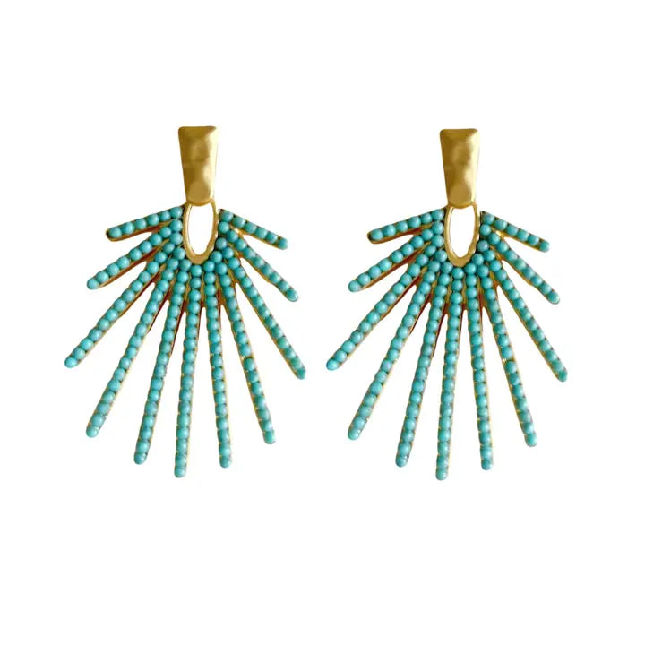 Turquoise Sunburst Statement Drop Earrings