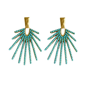 Turquoise Sunburst Statement Drop Earrings