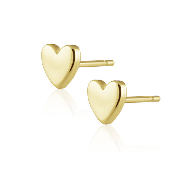 Solid Heart Studs: Gold