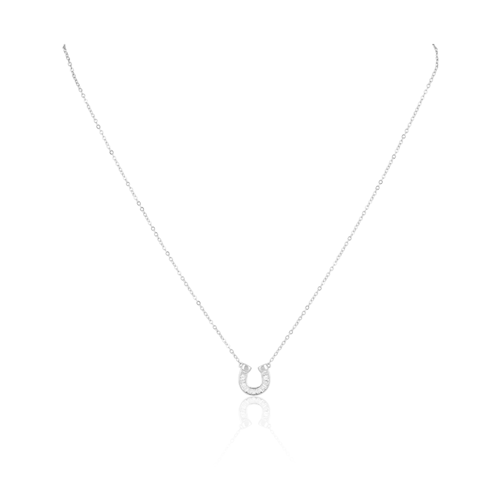Off To The Races Horseshoe Necklace: Silver / 9MM
