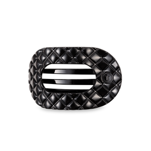 Flat Round Hair Clip | Medium | Jet Black Quilted