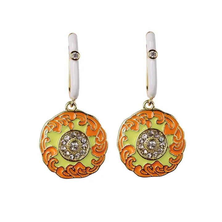 Orange Diamond Capri Tile Charm Earrings