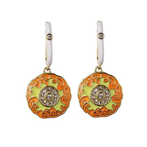 Orange Diamond Capri Tile Charm Earrings