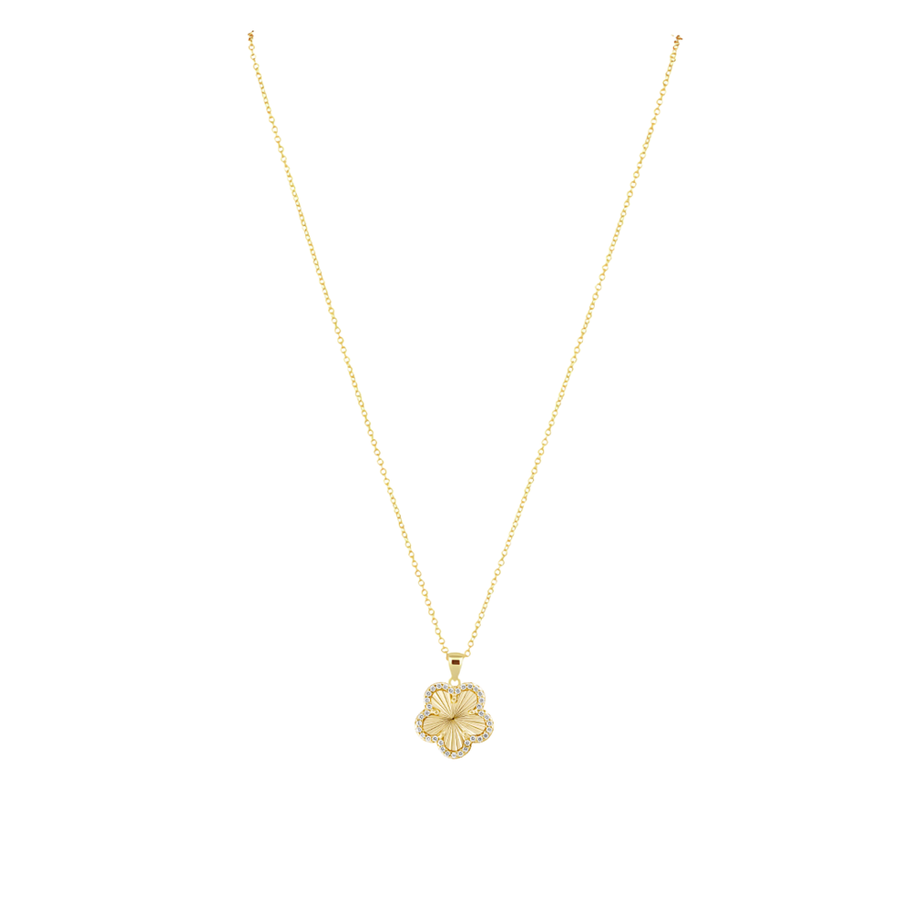 Adeline Pave Outline Pendant Necklace: Gold
