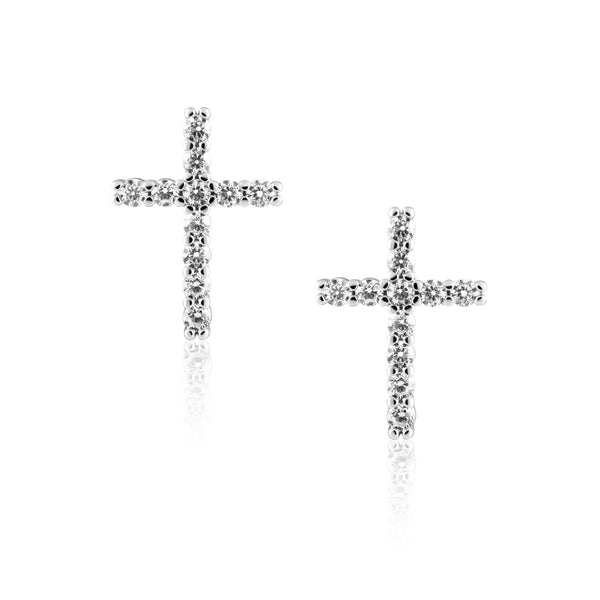 Faith & Shine Cross Studs - Silver