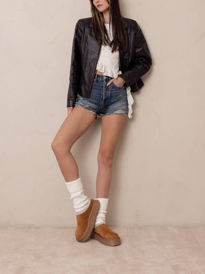 The Brandi | Camel Platform Cozy Mule Slipper