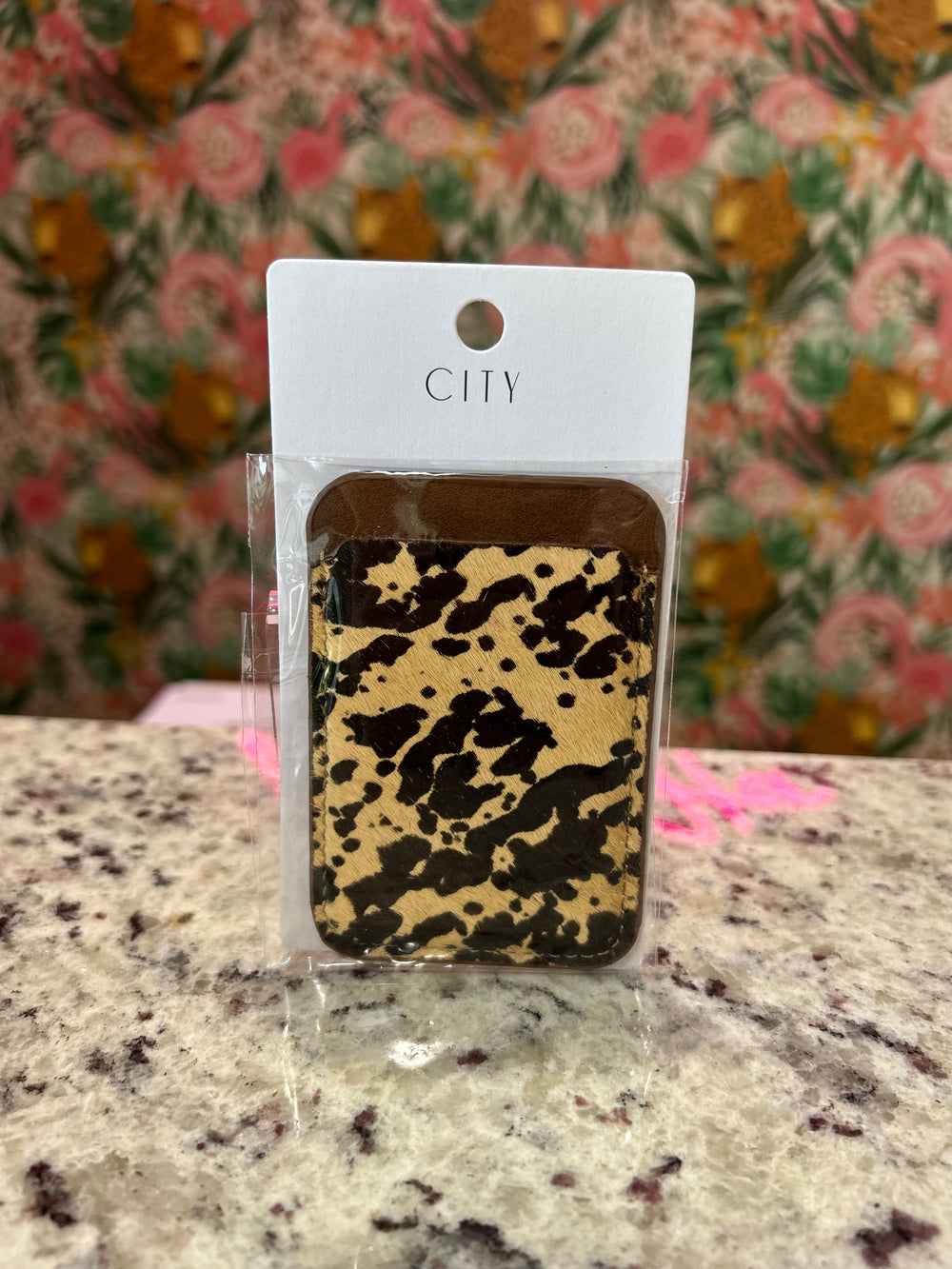 Light Brown Cowhide Cell Phone Sticker ID Holder