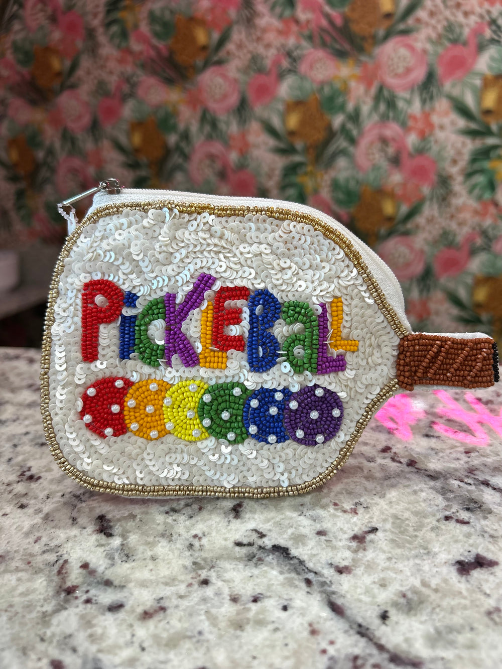 "PICKLEBALL" Sequin Bead Coin Pouch