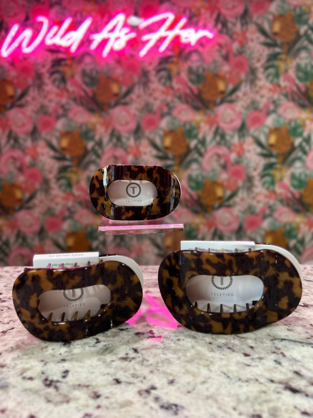 TELETIES Round Flat Hair Clip | Medium | Tortoise