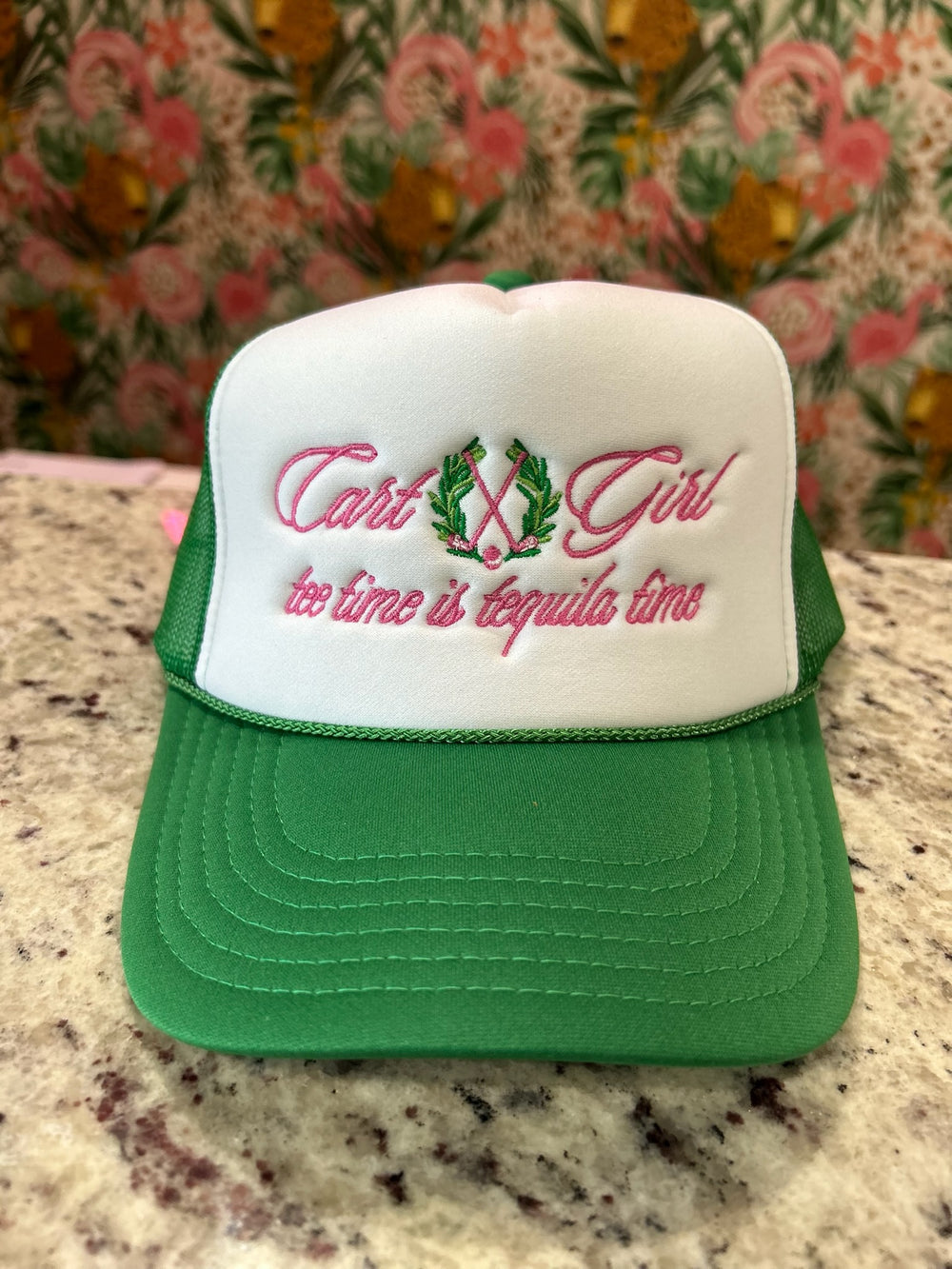 “Cart Girl Tee Time is Tequila Time” Trucker Hat