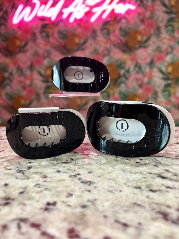 TELETIES Round Flat Hair Clip | Med. | Jet Black