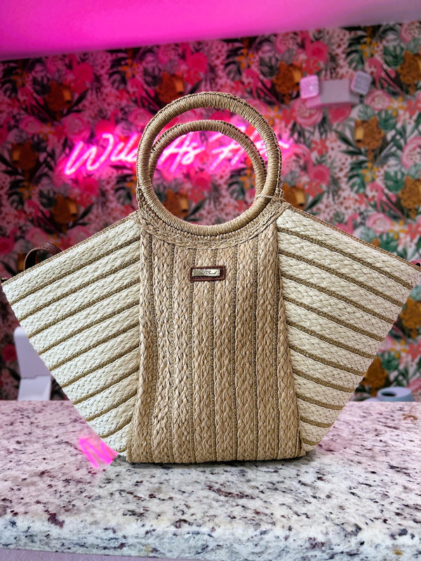 Natural Straw Tan Shoulder Tote