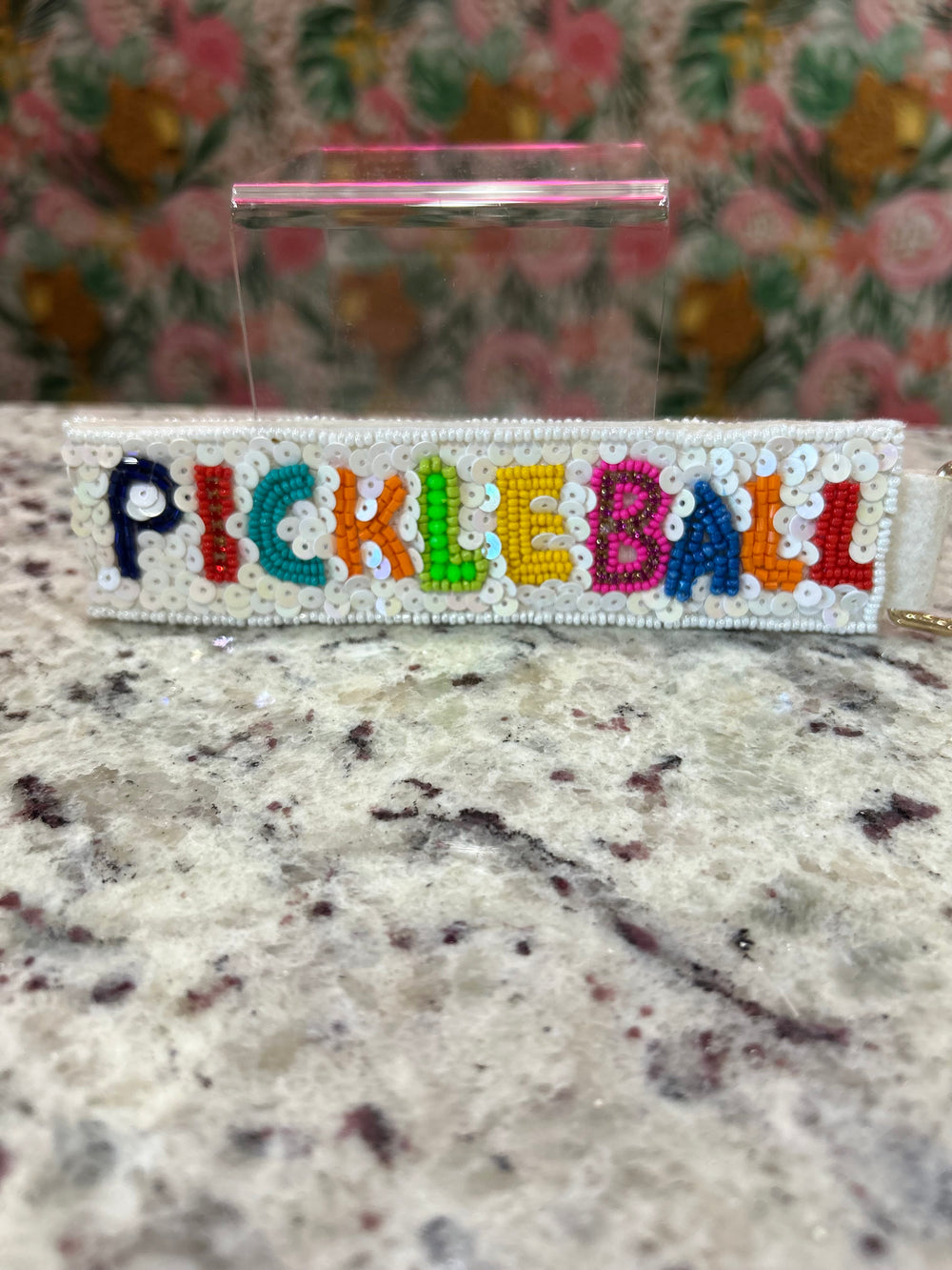 PICKLEBALL Beaded Strap Keychain – Multicolor