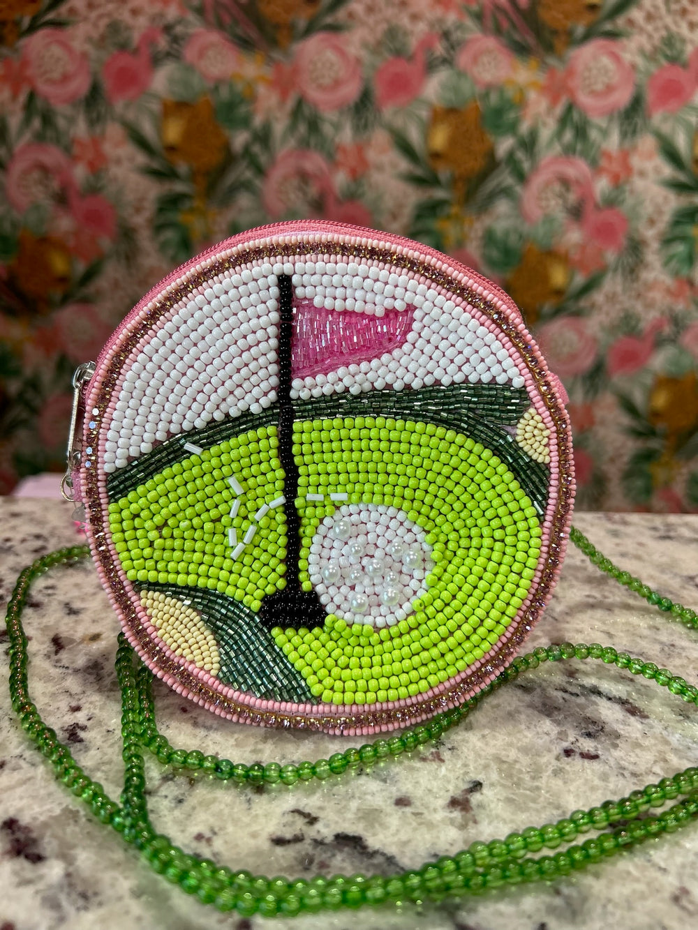 GOLF Round Beaded Crossbody Pouch