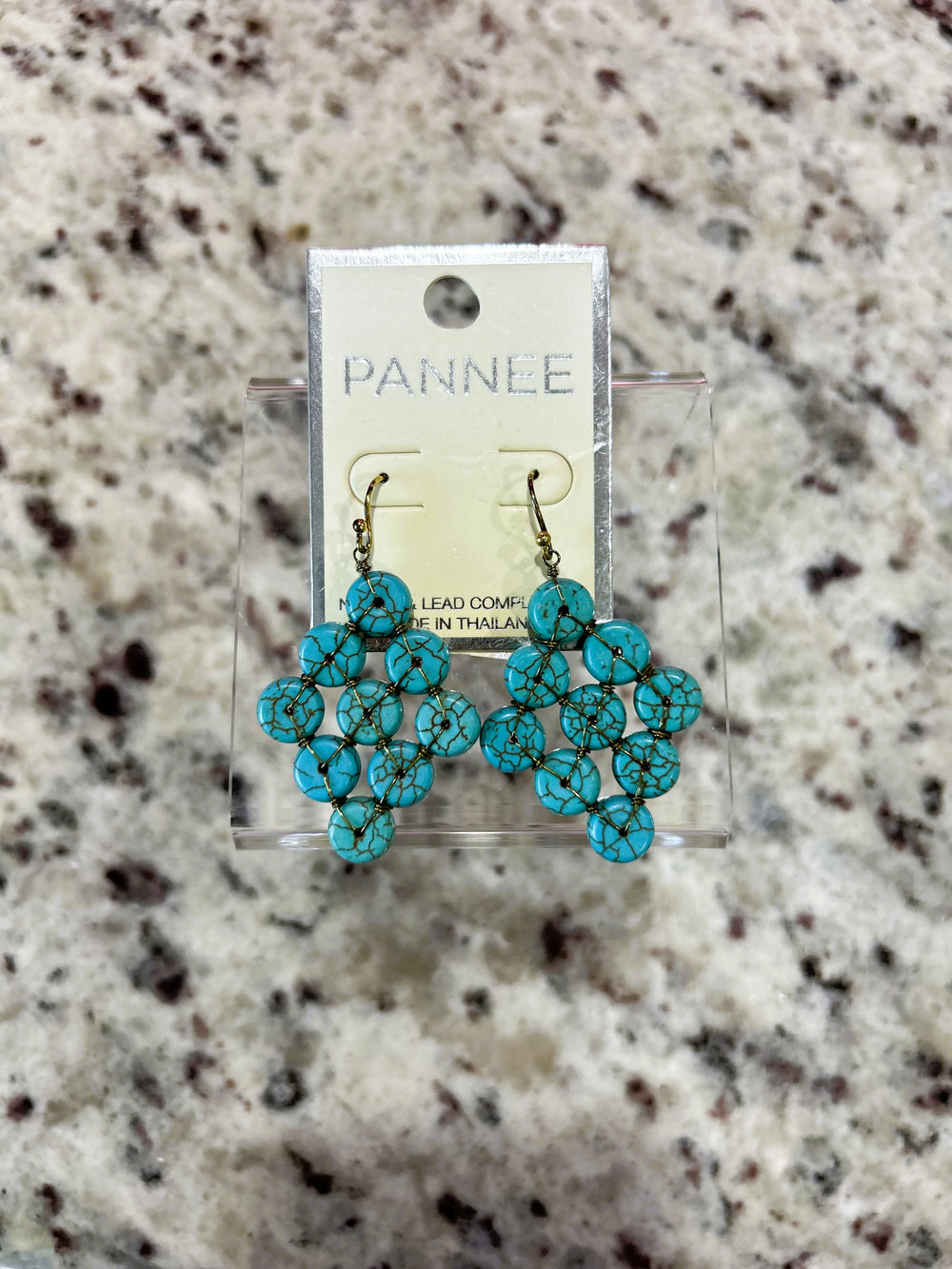 Multi Donut Stone Wire Link Earrings – Turquoise Blue
