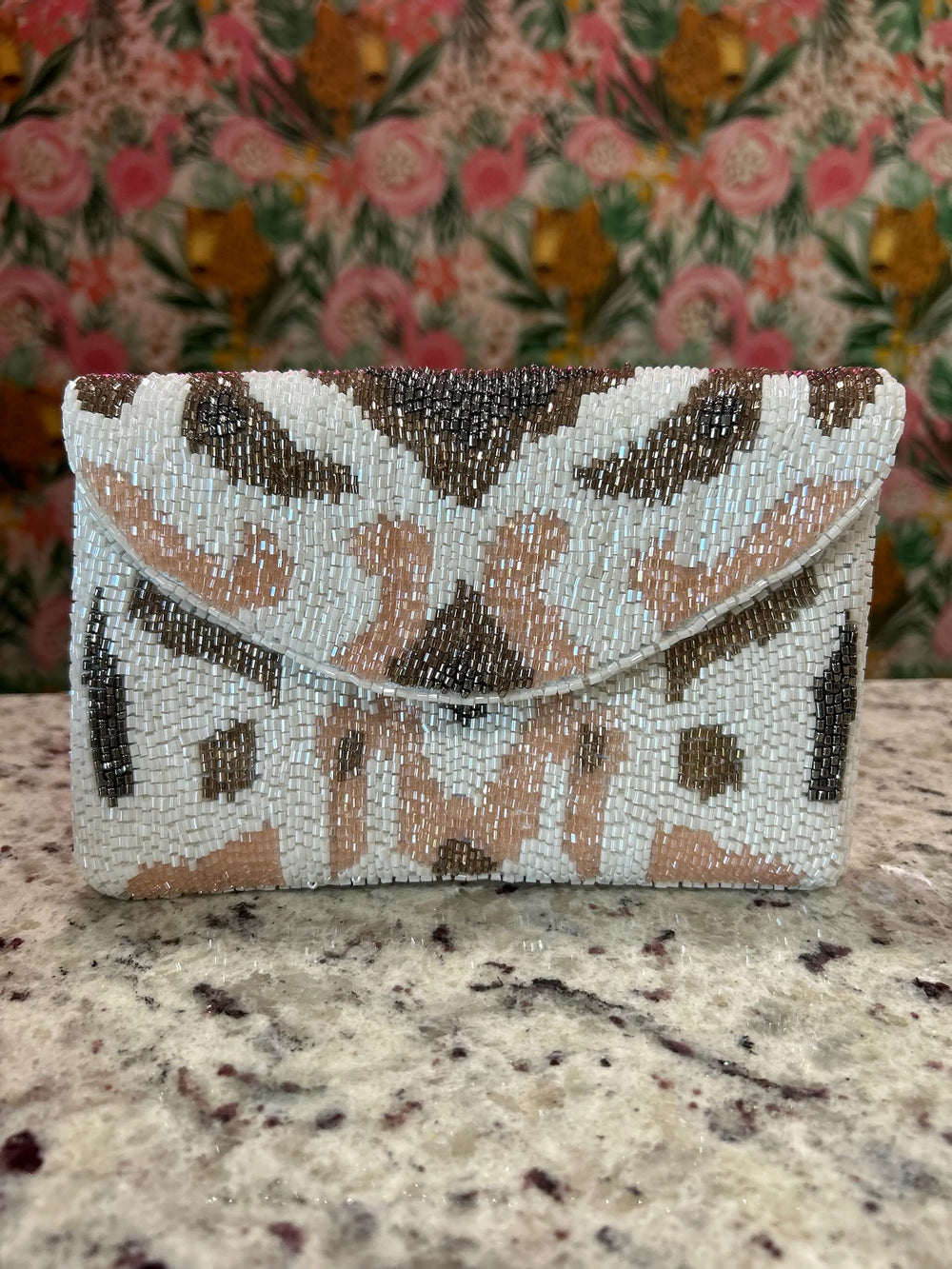 Geometric Beaded Mini Clutch