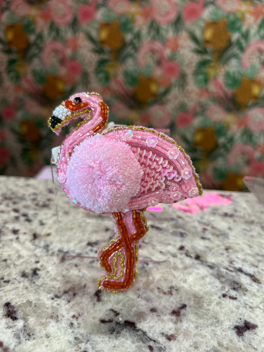 Fluffy Flamingo Bag Charm & Keychain – Pink & Gold