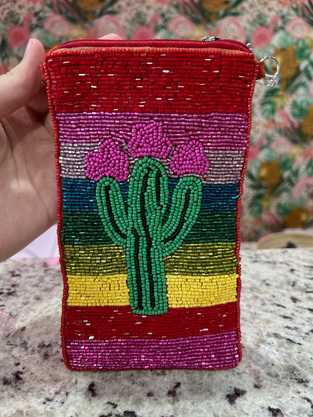 Cactus Beaded Phone Crossbody