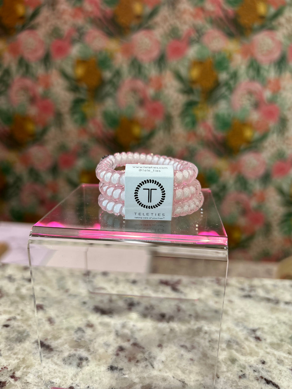 TELETIES Spiral Hair Coils | Small | Rose Water Pink Hair Ties