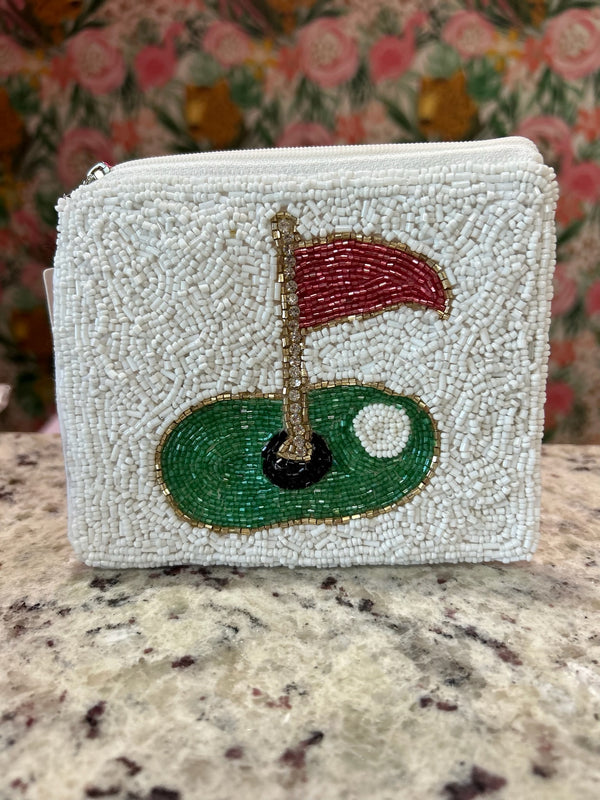 Handmade Golf Beaded Coin Pouch