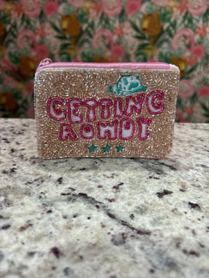 GETTING ROWDY Beaded Coin Pouch