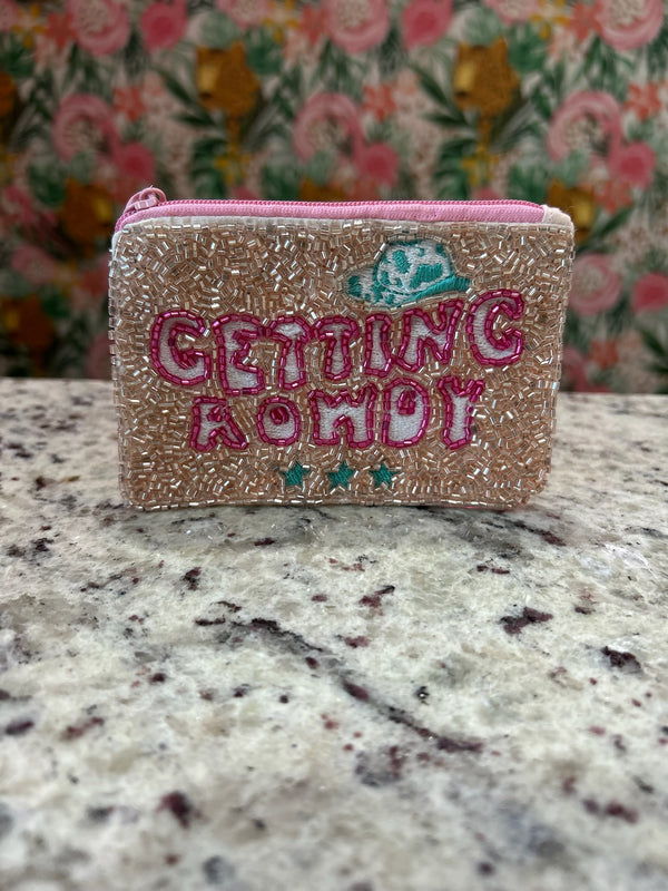 GETTING ROWDY Beaded Coin Pouch