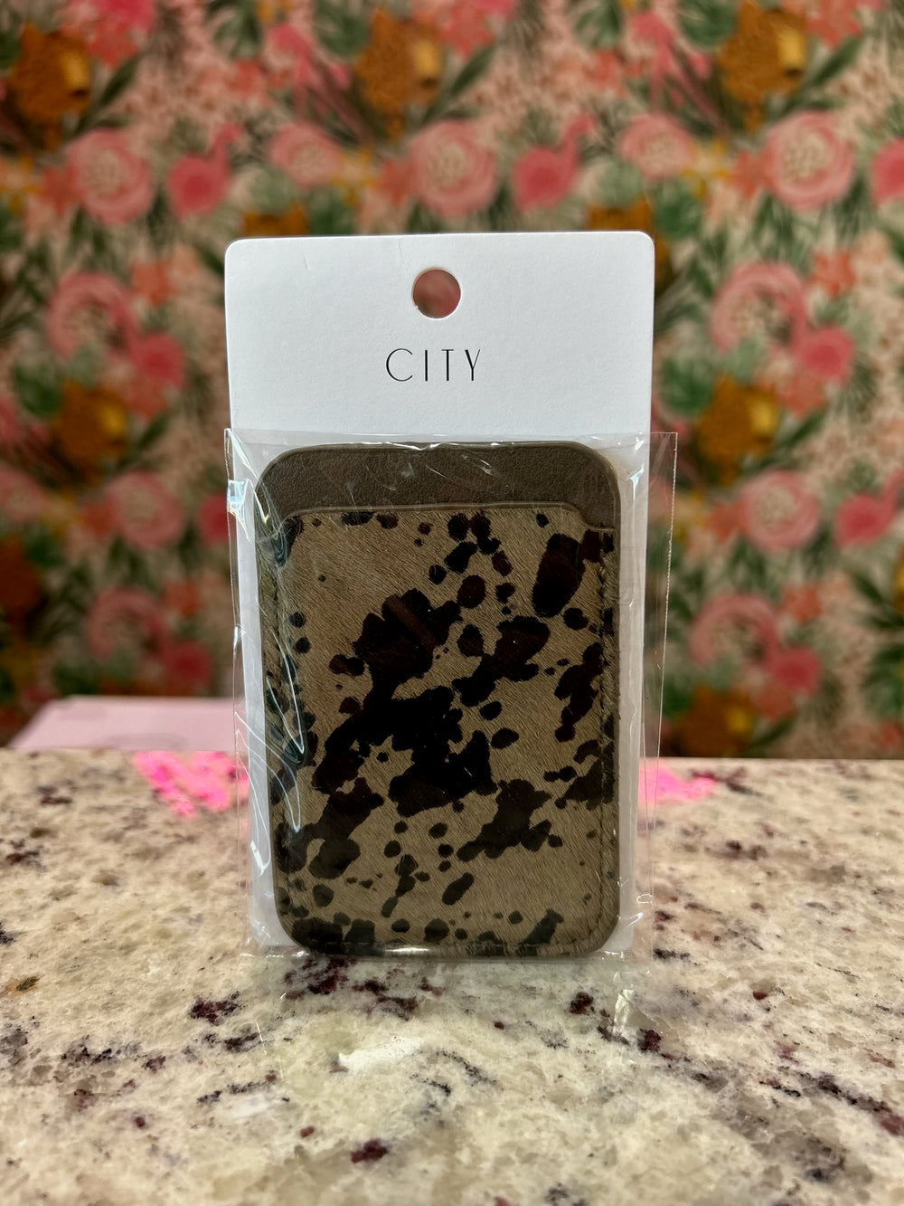 Dark Brown Cowhide Cell Phone Sticker ID Holder