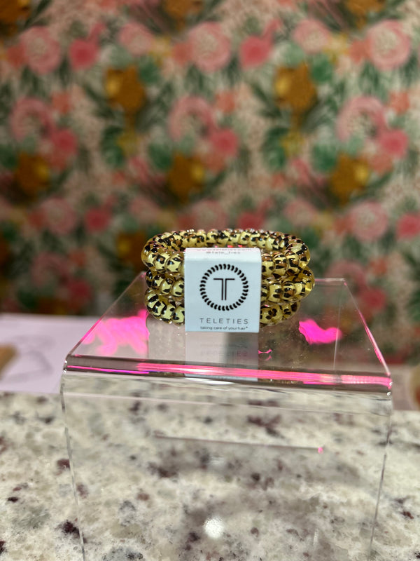 TELETIES Spiral Hair Coils | Small | Leopard Hair Ties