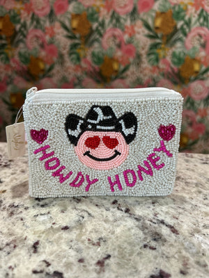 HOWDY HONEY Beaded Coin Pouch