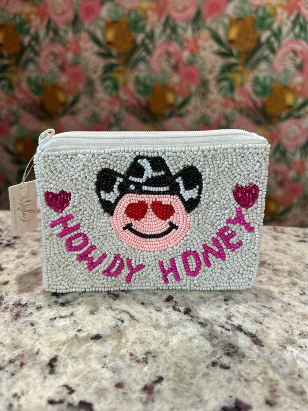HOWDY HONEY Beaded Coin Pouch