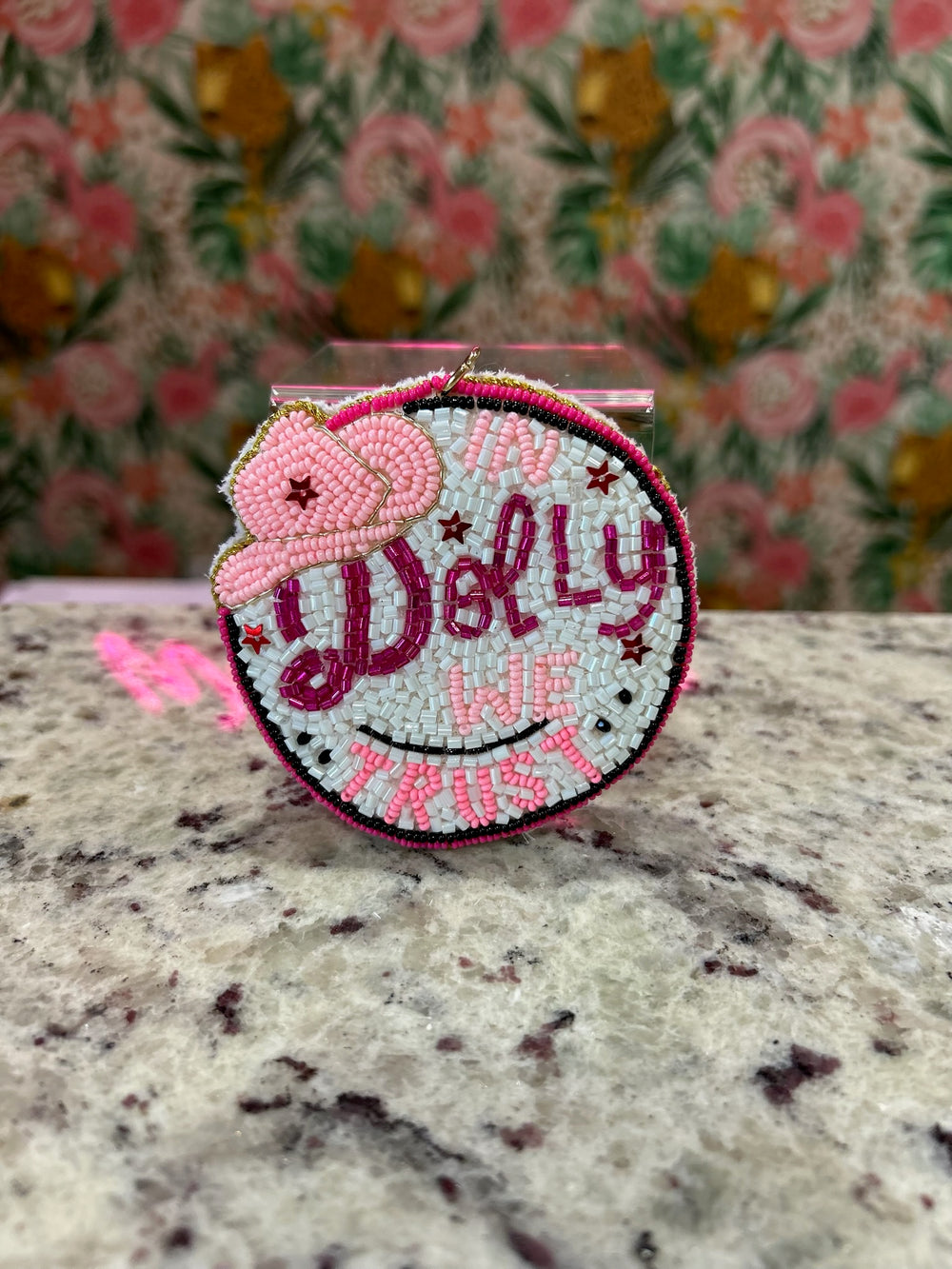IN DOLLY WE TRUST Beaded Keychain