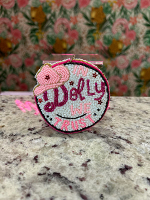 IN DOLLY WE TRUST Beaded Keychain