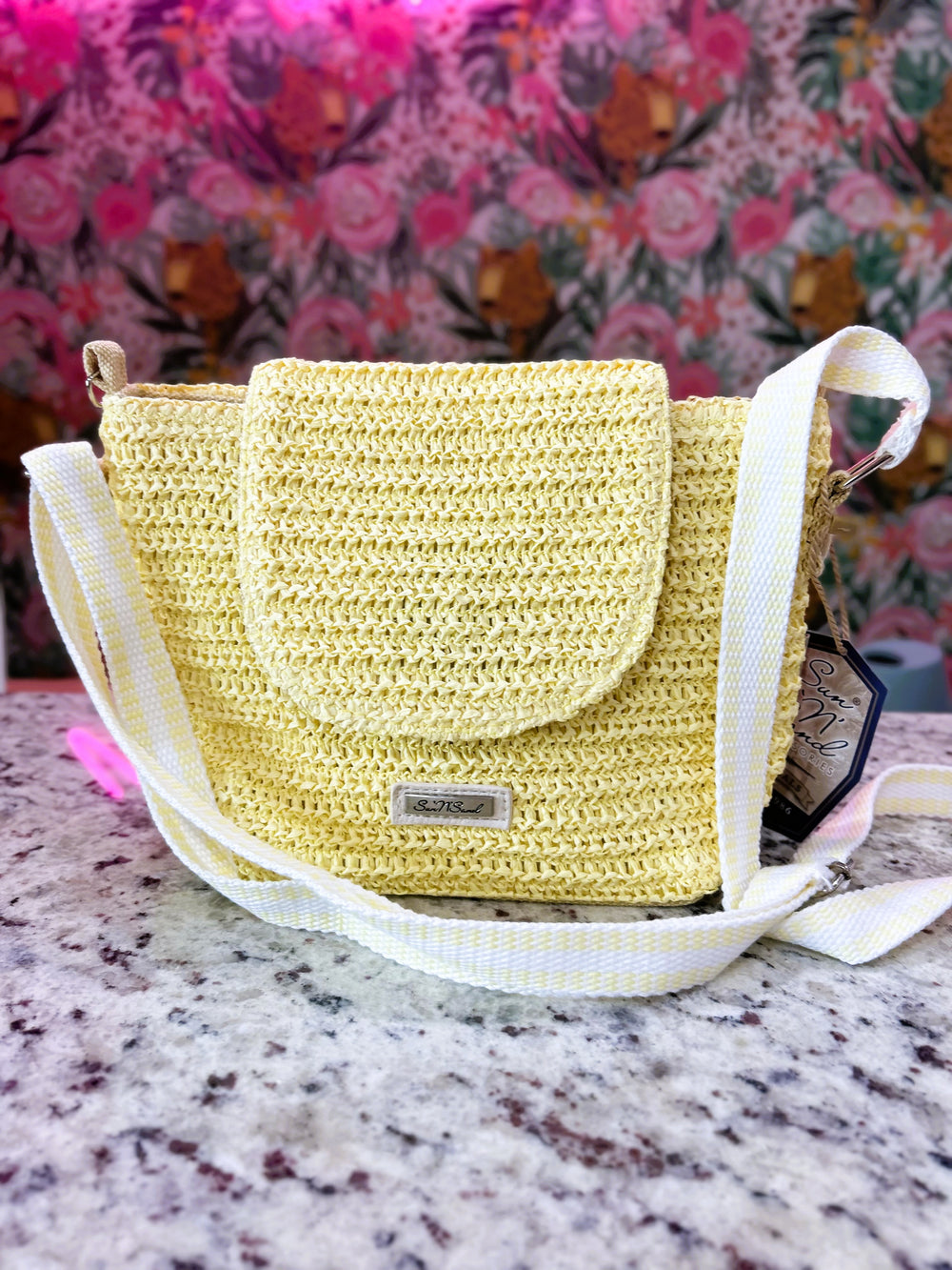 Light Yellow Crochet Crossbody – Natural with Magnetic Snap