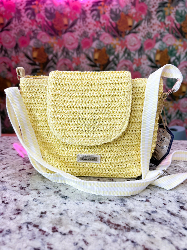 Light Yellow Crochet Crossbody – Natural with Magnetic Snap