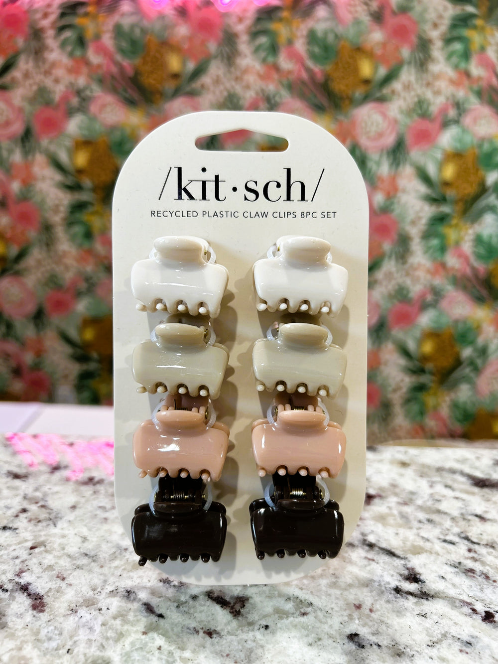 KITSCH Recycled Plastic Mini Cloud Claw Clips 8pc Set - Rosewood