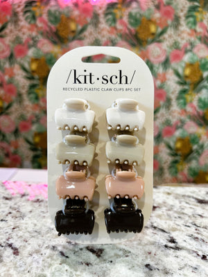 KITSCH Recycled Plastic Mini Cloud Claw Clips 8pc Set - Rosewood