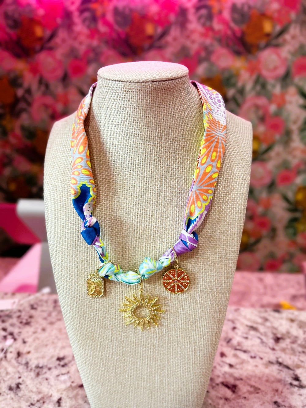 Lauren Multi Charm Scarf Necklace