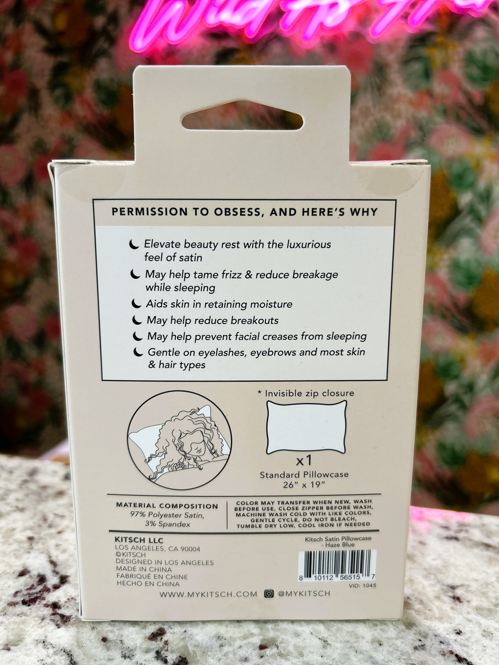 KITSCH Standard Satin Pillowcase - Haze Blue