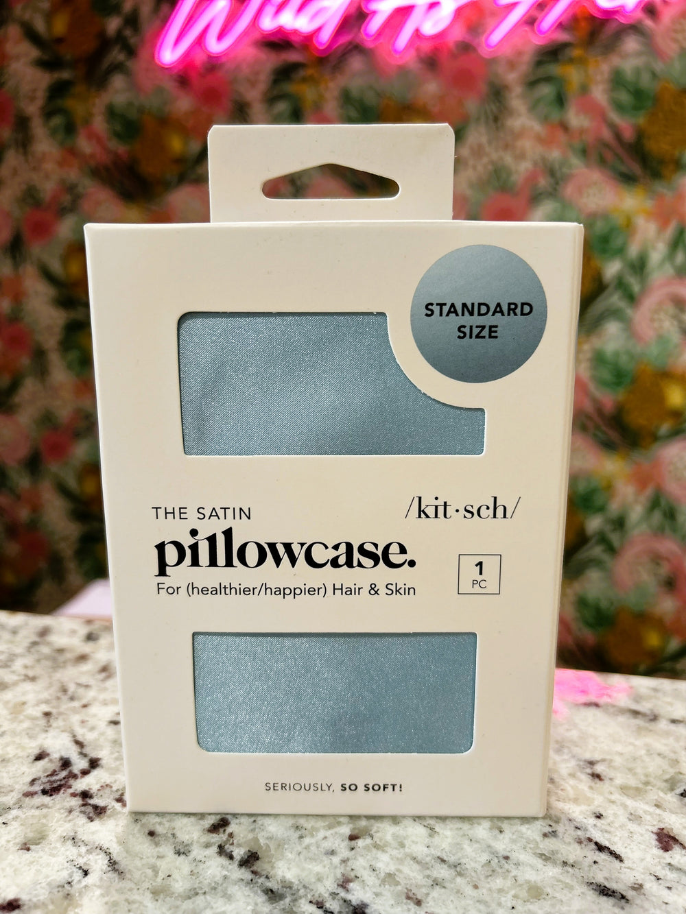 KITSCH Standard Satin Pillowcase - Haze Blue