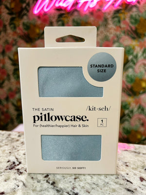 KITSCH Standard Satin Pillowcase - Haze Blue