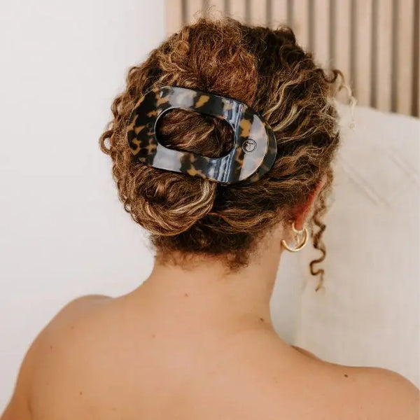 TELETIES Round Flat Hair Clip | Large | Tortoise
